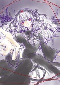 Rating: Safe Score: 0 Tags: 1girl black_dress black_ribbon black_wings dress flower frills hairband image juliet_sleeves long_hair long_sleeves looking_at_viewer puffy_sleeves red_eyes ribbon rose solo suigintou wings User: admin