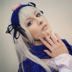 Rating: Safe Score: 0 Tags: 1girl bangs black_ribbon blonde_hair blue_ribbon eyelashes face hair_ribbon lace lips long_hair long_sleeves nose photo photorealistic portrait realistic ribbon solo suigintou traditional_media User: admin