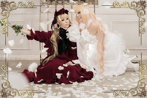 Rating: Safe Score: 0 Tags: 2girls blonde_hair dress flower frame long_hair mirror multiple_cosplay multiple_girls painting_(object) red_dress rose shinku sitting tagme very_long_hair User: admin