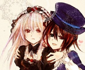 Rating: Safe Score: 0 Tags: 2girls dress flower hat heterochromia image long_hair long_sleeves multiple_girls pair red_eyes ribbon rose short_hair siblings sisters souseiseki suigintou suiseiseki top_hat twins User: admin