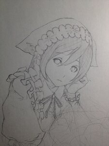 Rating: Safe Score: 0 Tags: 1girl closed_mouth dress eyebrows_visible_through_hair frills greyscale hair_between_eyes image long_sleeves looking_at_viewer monochrome sketch solo suiseiseki traditional_media upper_body User: admin