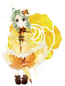 Rating: Safe Score: 0 Tags: 1girl ahoge bloomers drill_hair flower green_eyes green_hair hair_flower hair_ornament image kanaria pantyhose ribbon shoes solo standing striped twin_drills underwear vertical_stripes User: admin