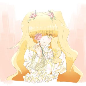 Rating: Safe Score: 0 Tags: 1girl blonde_hair dress flower frills hair_flower hair_ornament image kirakishou long_hair pink_flower pink_rose red_rose rose smile solo striped striped_background vertical_stripes yellow_eyes User: admin