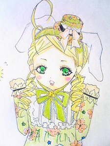 Rating: Safe Score: 0 Tags: 1girl ahoge animal_ears blonde_hair bunny_ears dress drill_hair green_eyes hair_ornament image kanaria looking_at_viewer ribbon solo twin_drills User: admin