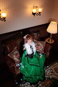 Rating: Safe Score: 0 Tags: 1girl brown_hair dress flower lamp sitting solo suiseiseki User: admin