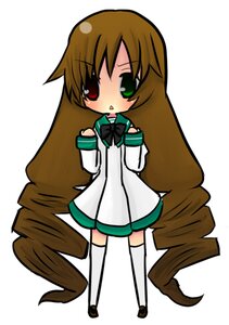 Rating: Safe Score: 0 Tags: 1girl :o blush bow bowtie brown_hair chibi dress drill_hair full_body green_eyes heterochromia image long_hair long_sleeves red_eyes school_uniform simple_background solo standing suiseiseki very_long_hair white_background white_legwear User: admin