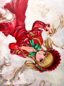 Rating: Safe Score: 0 Tags: 1girl bad_id bad_pixiv_id blonde_hair bloomers blue_eyes bonnet bow bowtie doll_joints dress drill_hair flower frills green_bow green_neckwear highres image joints long_hair long_sleeves looking_at_viewer lying oil_painting_(medium) painting_(medium) red_dress rozen_maiden shinku solo tafuto traditional_media User: admin