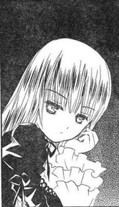 Rating: Safe Score: 0 Tags: 1girl bangs closed_mouth dress eyebrows_visible_through_hair frills greyscale image long_hair long_sleeves looking_at_viewer monochrome solo suigintou upper_body User: admin