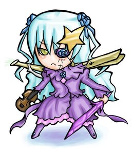 Rating: Safe Score: 0 Tags: 1girl :< artist_request barasuishou chibi dress eyepatch full_body hair_ornament image instrument long_hair long_sleeves purple_dress purple_footwear ribbon rozen_maiden silver_hair solo standing star_(symbol) star_hair_ornament striped vertical_stripes violin yellow_eyes User: admin