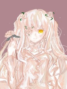 Rating: Safe Score: 0 Tags: 1girl closed_mouth dress flower hair_flower hair_ornament image kirakishou long_hair long_sleeves pink_hair ribbon rose simple_background smile solo upper_body white_flower white_rose yellow_eyes User: admin