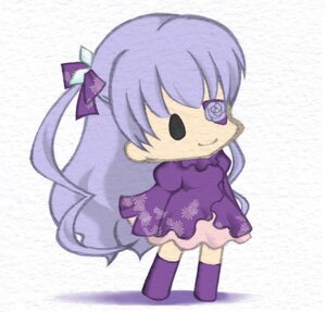 Rating: Safe Score: 0 Tags: 1girl barasuishou chibi dress flower full_body hair_ribbon image long_hair purple_dress purple_hair purple_legwear ribbon smile solo standing thighhighs very_long_hair User: admin