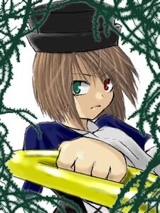Rating: Safe Score: 0 Tags: 1girl blue_dress brown_hair frown green_eyes hat heterochromia image looking_at_viewer plant red_eyes solo souseiseki upper_body User: admin