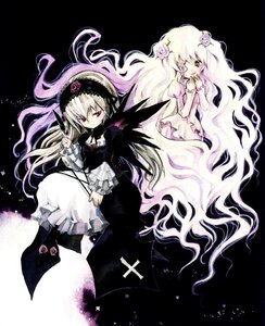Rating: Safe Score: 0 Tags: 2girls commentary_request cross dress feathers flower frills gothic_lolita hairband image kirakishou lolita_fashion long_hair multiple_girls painting_(medium) pair rose rozen_maiden suigintou tetuankyo traditional_media very_long_hair watercolor_(medium) white_hair wings User: admin