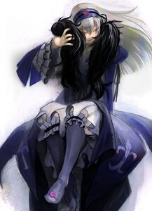 Rating: Safe Score: 0 Tags: 2girls black_hair boots closed_eyes dress frills image kiss long_hair long_sleeves multiple_girls solo suigintou thighhighs User: admin