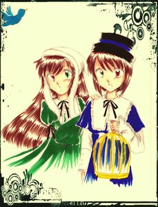 Rating: Safe Score: 0 Tags: 2girls bird blue_dress brown_hair dress green_dress green_eyes hat heterochromia image long_hair long_sleeves looking_at_viewer multiple_girls pair red_eyes short_hair siblings simple_background sisters souseiseki suiseiseki twins User: admin