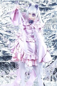 Rating: Safe Score: 0 Tags: 1girl barasuishou blue_flower blue_rose dress eyepatch flower hair_ornament long_hair rose snow solo white_dress winter yellow_eyes User: admin