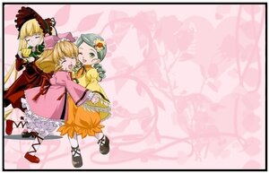 Rating: Safe Score: 0 Tags: blonde_hair bow closed_eyes cup dress green_hair hat hina_ichigo image kanaria long_hair long_sleeves multiple multiple_girls pink_bow shinku tagme User: admin