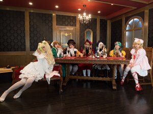 Rating: Safe Score: 0 Tags: bangs blonde_hair brown_hair dress gloves green_hair hair_ornament hat high_heels indoors instrument long_hair looking_at_viewer multiple_cosplay multiple_girls sandals shoes short_hair sitting smile standing tagme very_long_hair white_dress white_legwear window User: admin