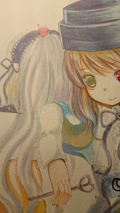 Rating: Safe Score: 0 Tags: 2girls blonde_hair flower green_eyes hat image long_hair long_sleeves military multiple_girls pair short_hair smile souseiseki suigintou traditional_media uniform User: admin