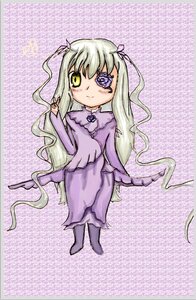 Rating: Safe Score: 0 Tags: 1girl auto_tagged barasuishou blush dress eyepatch flower frills full_body image long_hair long_sleeves purple_background purple_dress purple_theme ribbon solo standing very_long_hair yellow_eyes User: admin