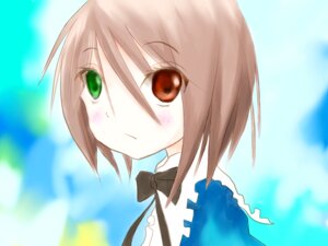 Rating: Safe Score: 0 Tags: 1girl black_bow black_ribbon blue_dress blush bow bowtie brown_hair closed_mouth eyebrows_visible_through_hair green_eyes heterochromia image long_sleeves looking_at_viewer red_eyes solo souseiseki upper_body User: admin