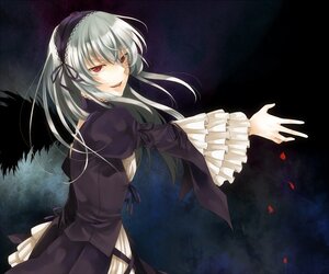 Rating: Safe Score: 0 Tags: 1girl bad_id bad_pixiv_id black_ribbon black_wings doll_joints dress frilled_sleeves frills hairband image joints juliet_sleeves long_hair long_sleeves looking_at_viewer moyoriaki petals puffy_sleeves red_eyes ribbon rozen_maiden silver_hair solo suigintou wings User: admin