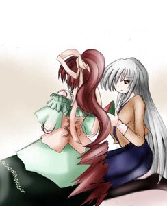 Rating: Safe Score: 0 Tags: 2girls image long_hair long_sleeves multiple_girls pair ponytail red_eyes silver_hair suigintou suiseiseki wings User: admin
