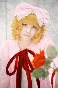 Rating: Safe Score: 0 Tags: 1girl bangs blonde_hair blunt_bangs blurry blurry_background blurry_foreground bow curly_hair depth_of_field dress flower frills hinaichigo lips looking_at_viewer photo pink_dress ribbon short_hair smile solo striped upper_body wavy_hair User: admin