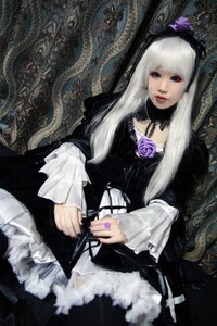 Rating: Safe Score: 0 Tags: 1girl auto_tagged bangs black_dress dress flower gothic_lolita lips lolita_fashion long_hair long_sleeves nail_polish red_eyes ring rose solo suigintou veil white_hair User: admin