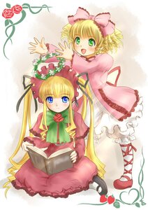 Rating: Safe Score: 0 Tags: 2girls :d blonde_hair blue_eyes blush book bow cup dress flower frills green_eyes hair_bow hina_ichigo hinaichigo image long_hair long_sleeves looking_at_viewer mary_janes multiple_girls open_mouth pair pink_bow pink_dress red_dress rose shinku shoes sitting teacup twintails very_long_hair white_legwear User: admin