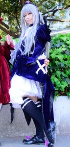 Rating: Safe Score: 0 Tags: 1girl bangs black_legwear dress frills full_body hand_on_hip long_hair solo standing suigintou thighhighs tree User: admin