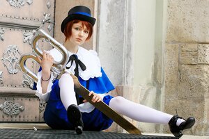 Rating: Safe Score: 0 Tags: 1girl bird brown_hair hat lips ribbon shoes short_hair sitting solo souseiseki white_legwear User: admin