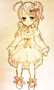 Rating: Safe Score: 0 Tags: 1girl ahoge bloomers bow dress drill_hair flower frills full_body hair_ornament image kanaria long_sleeves monochrome ribbon shoes solo standing User: admin