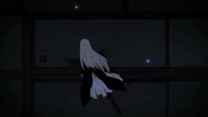 Rating: Safe Score: 0 Tags: 1girl dark dress image indoors japanese_clothes long_hair long_sleeves monochrome night shadow sky sliding_doors solo standing suigintou wide_sleeves window User: admin