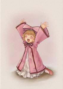 Rating: Safe Score: 0 Tags: 1girl :d ^_^ ^o^ araya_kei arms_up blonde_hair blush bow closed_eyes dress full_body happy hina_ichigo hinaichigo image kneeling long_sleeves open_mouth petite pink_bow pink_dress rozen_maiden shoes short_hair smile solo standing white_legwear User: admin