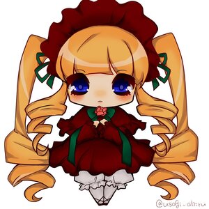 Rating: Safe Score: 0 Tags: 1girl blonde_hair bloomers blue_eyes blush bonnet bow bowtie chibi dress drill_hair flower full_body green_bow image long_hair long_sleeves looking_at_viewer red_dress rose shinku simple_background solo twin_drills twintails underwear white_background User: admin