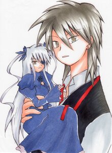 Rating: Safe Score: 0 Tags: 1boy 1girl barasuishou dress hair_ribbon image long_hair long_sleeves marker_(medium) princess_carry ribbon silver_hair solo traditional_media very_long_hair yellow_eyes User: admin