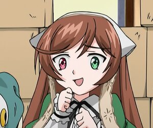 Rating: Safe Score: 0 Tags: 1girl :d brown_hair green_eyes head_scarf heterochromia image long_hair long_sleeves maid open_mouth pokemon_(creature) smile solo suiseiseki User: admin