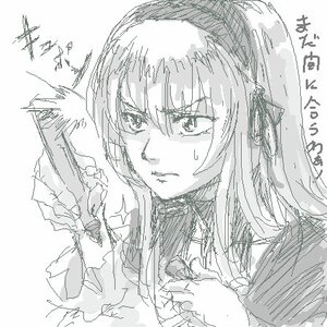 Rating: Safe Score: 0 Tags: 1girl auto_tagged bangs closed_mouth dated eyebrows_visible_through_hair greyscale hair_ribbon image long_hair monochrome ribbon signature solo suigintou traditional_media User: admin