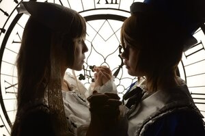 Rating: Safe Score: 0 Tags: 1girl animal_ears backlighting bare_shoulders black_dress black_hair dress flower indoors long_hair long_sleeves looking_at_another mirror multiple_cosplay reflection sunlight tagme window User: admin