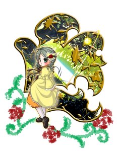 Rating: Safe Score: 0 Tags: 1girl ahoge dress flower green_eyes hair_ornament image kanaria rose short_hair solo white_legwear wings yellow_dress User: admin