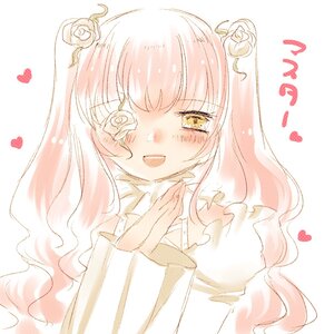 Rating: Safe Score: 0 Tags: 1girl blush flower hair_flower hands_together heart image kirakishou long_hair long_sleeves looking_at_viewer open_mouth pink_hair rose smile solo striped upper_body vertical_stripes white_flower white_rose yellow_eyes User: admin