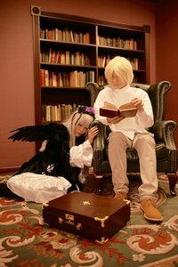 Rating: Safe Score: 0 Tags: 1boy 1girl blonde_hair book closed_eyes long_hair sitting solo suigintou white_hair wings User: admin