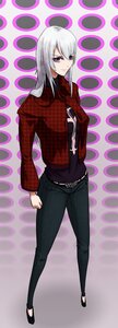 Rating: Safe Score: 0 Tags: 1girl ahoge belt black_footwear black_pants full_body halftone halftone_background image jacket long_hair long_sleeves looking_at_viewer pants polka_dot polka_dot_background purple_eyes shoes silver_hair solo standing suigintou User: admin