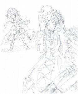 Rating: Safe Score: 0 Tags: 1girl bare_shoulders bow dress elbow_gloves image long_hair long_sleeves looking_at_viewer monochrome simple_background sketch smile solo standing suigintou very_long_hair white_background wings User: admin