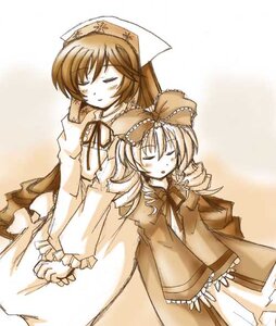 Rating: Safe Score: 0 Tags: 2girls blush bow bowtie closed_eyes dress drill_hair frills hat hina_ichigo hinaichigo holding_hands image long_sleeves monochrome multiple_girls pair short_hair siblings sisters sleeping standing suiseiseki wide_sleeves User: admin