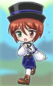 Rating: Safe Score: 0 Tags: 1boy 1girl :o blush brown_footwear brown_hair capelet chibi flying_sweatdrops full_body green_eyes hat heterochromia image long_sleeves open_mouth pantyhose red_eyes short_hair solo souseiseki User: admin