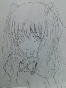 Rating: Safe Score: 0 Tags: 1girl flower graphite_(medium) greyscale image kirakishou monochrome rose solo tears traditional_media upper_body User: admin