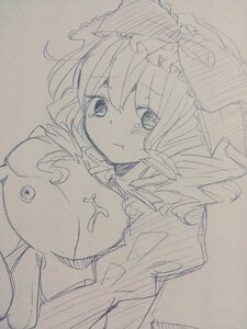 Rating: Safe Score: 0 Tags: 1girl auto_tagged blush bow breasts eyebrows_visible_through_hair greyscale hair_bow hinaichigo image long_sleeves monochrome pout solo tears traditional_media User: admin