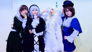 Rating: Safe Score: 0 Tags: 4girls 5girls 91076 bangs black_dress blonde_hair brown_hair closed_eyes closed_mouth dress frills hat lips long_hair long_sleeves looking_at_viewer multiple_cosplay multiple_girls short_hair standing tagme top_hat wide_sleeves User: admin